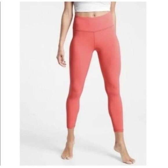 Athleta Pants - Athleta Coral Petal Pink Elation 7/8 Tight Leggings Size Large 511386